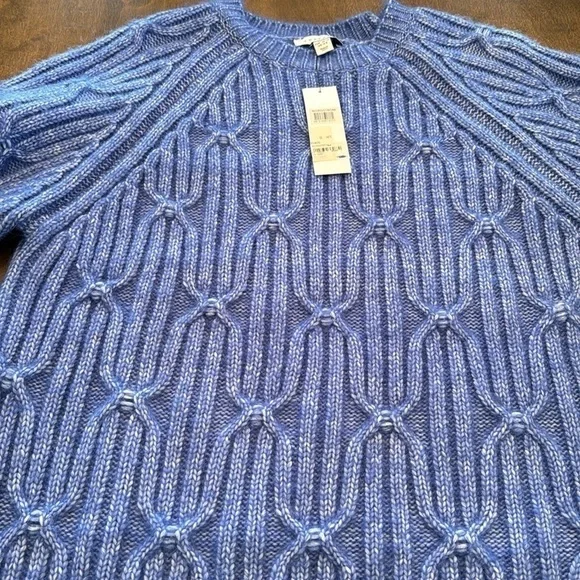Topshop Knitted Cable Raglan Sweater Size 4-6 in Blue - Picture 12 of 13